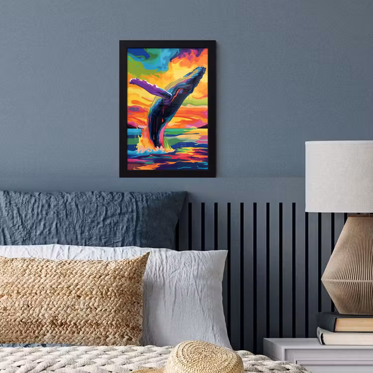 Poster met lijst - Zonsondergang - Walvis - Geschilderd - Kleurrijk — 4