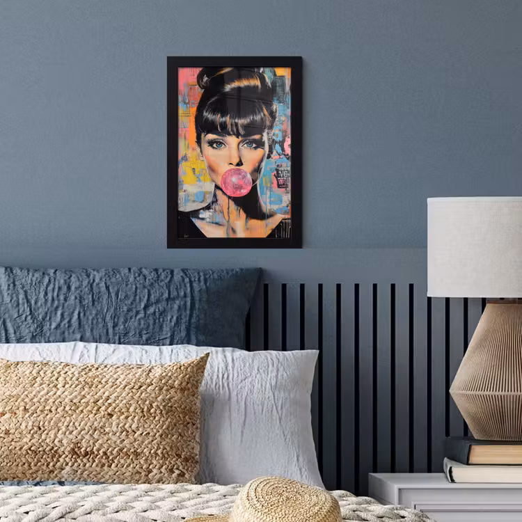 Poster met lijst - Kauwgom - Vrouw - Penseelstreken - Modern — 4