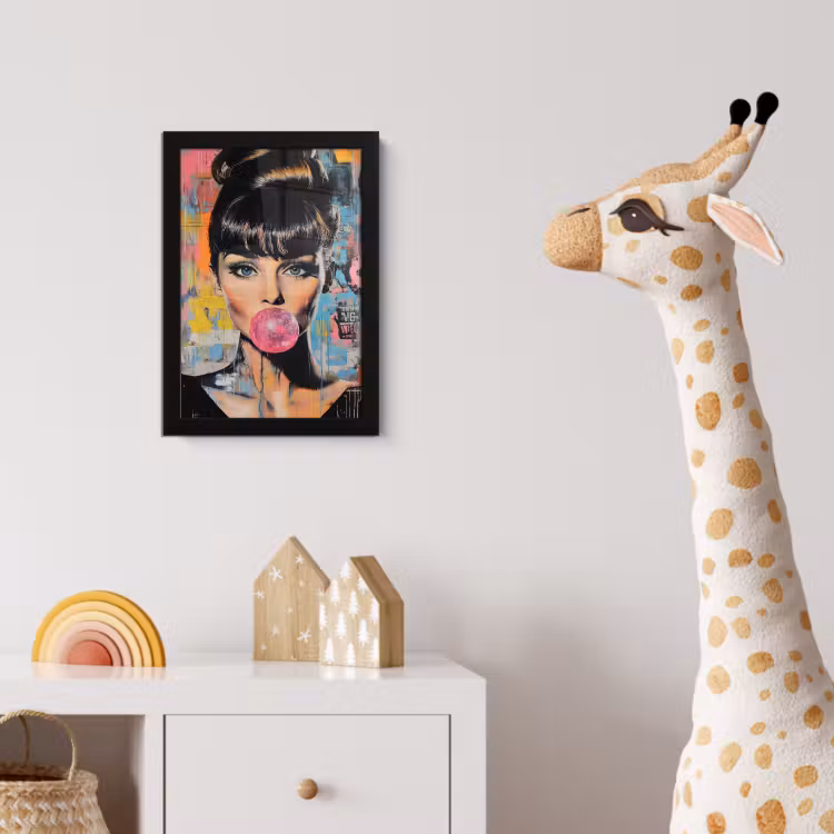 Poster met lijst - Kauwgom - Vrouw - Penseelstreken - Modern — 5