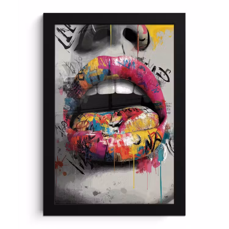 Poster met lijst - Lippen - Graffiti - Expressief — 1