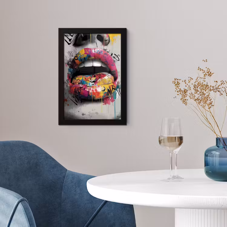 Poster met lijst - Lippen - Graffiti - Expressief — 2