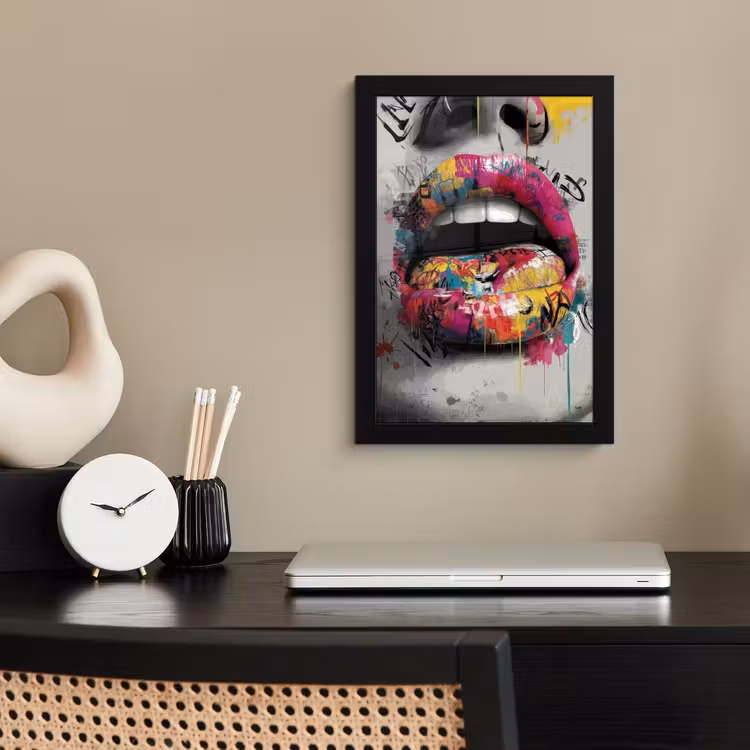 Poster met lijst - Lippen - Graffiti - Expressief — 3