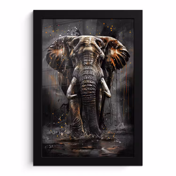 Poster met lijst - Olifant - Watercolor - Wilde dieren - Luxe — 1