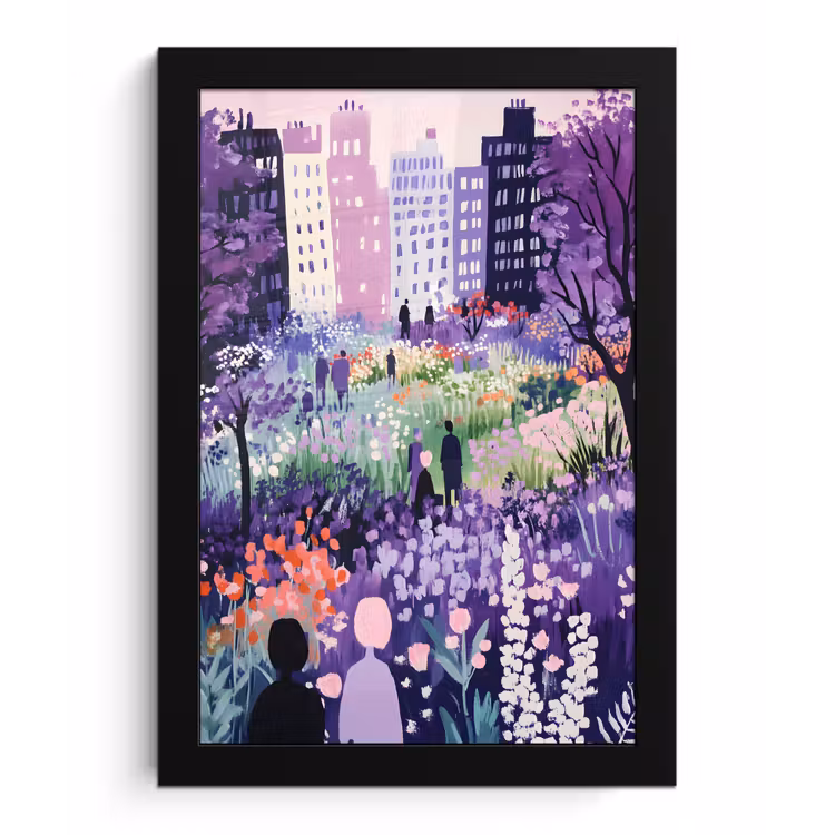 Poster met lijst - Park - Bomen - Bloemen - Gebouwen — 1