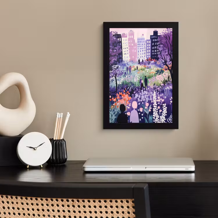 Poster met lijst - Park - Bomen - Bloemen - Gebouwen — 3