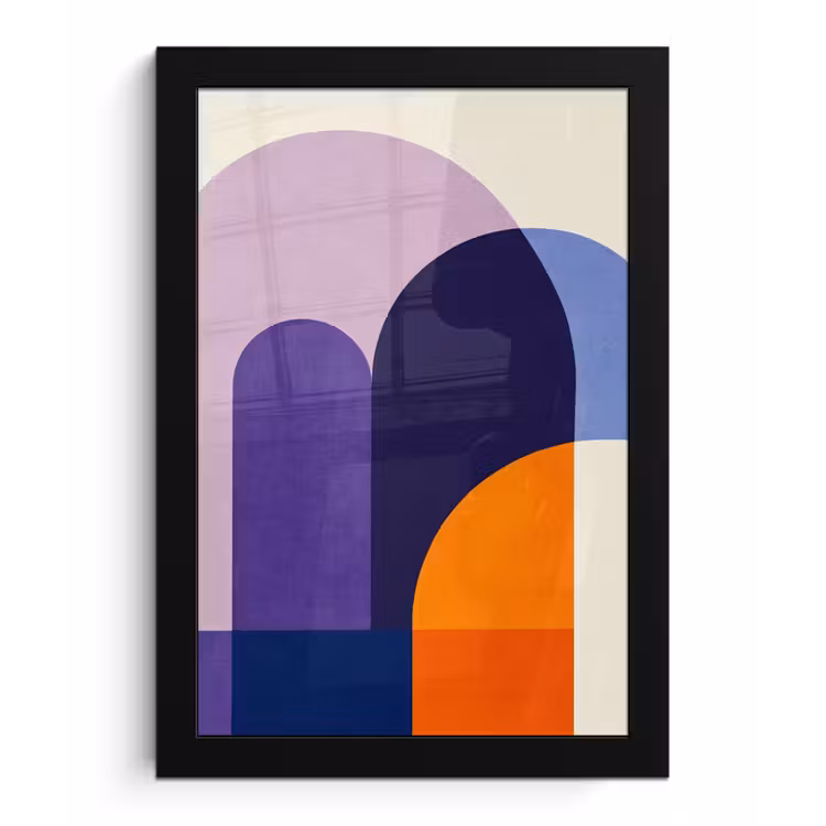 Poster met lijst - Vormen - Abstract - Grafisch - Oranje — 1