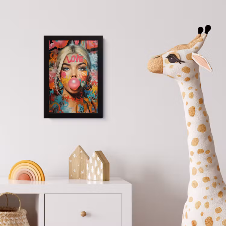 Poster met lijst - Vrouw - Kauwgom - Graffiti - Love — 5