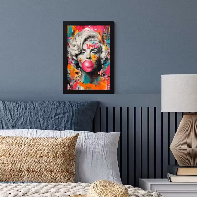 Poster met lijst - Vrouw - Kauwgom - Graffiti - Neonkleuren — 4