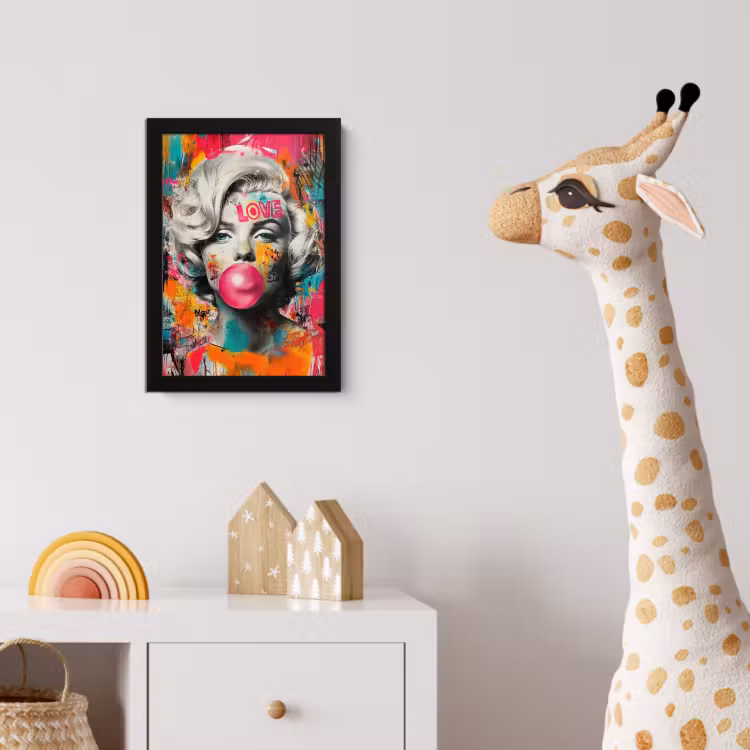 Poster met lijst - Vrouw - Kauwgom - Graffiti - Neonkleuren — 5