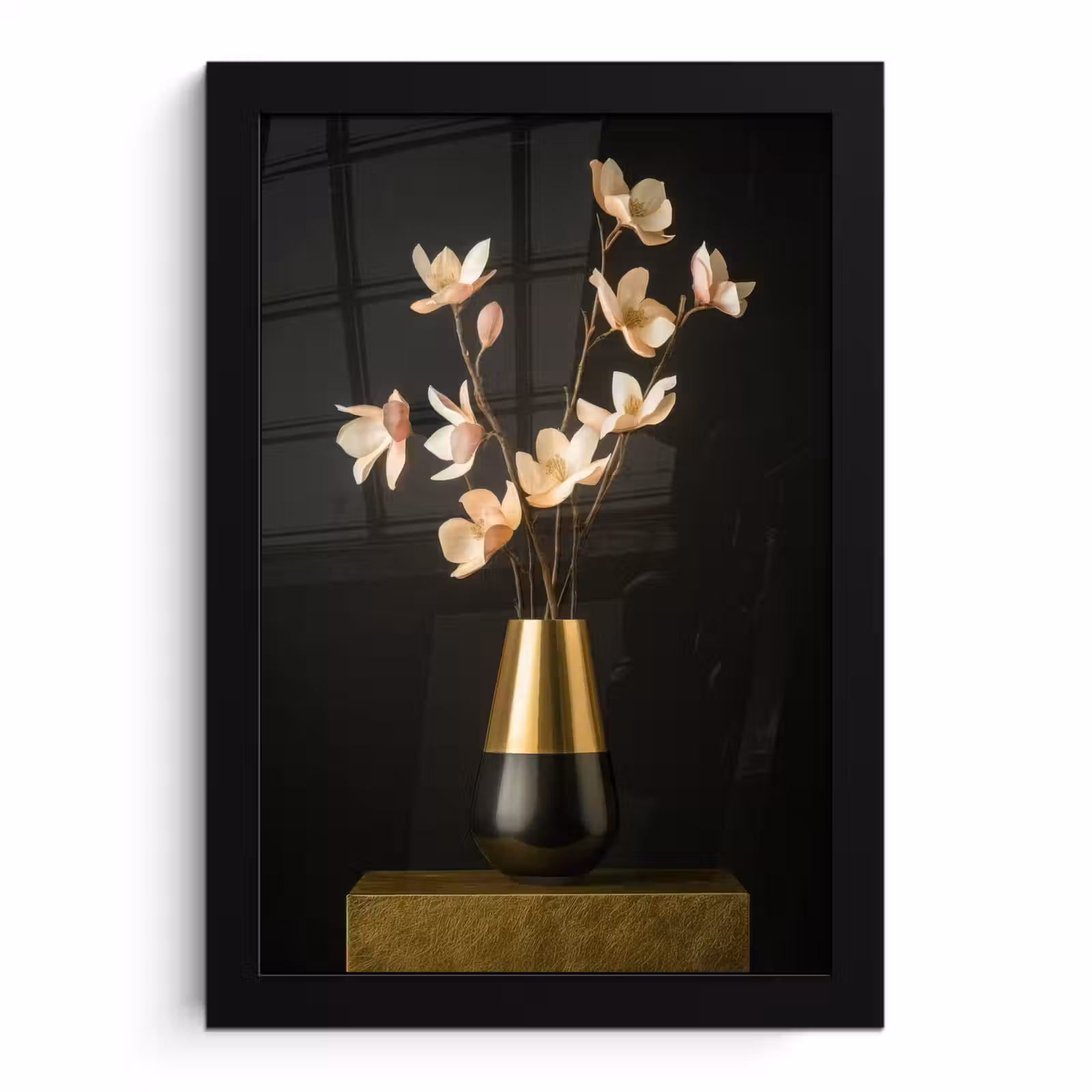 Poster met lijst - Sierlijk - Boeket - Goud - Vaas — 1