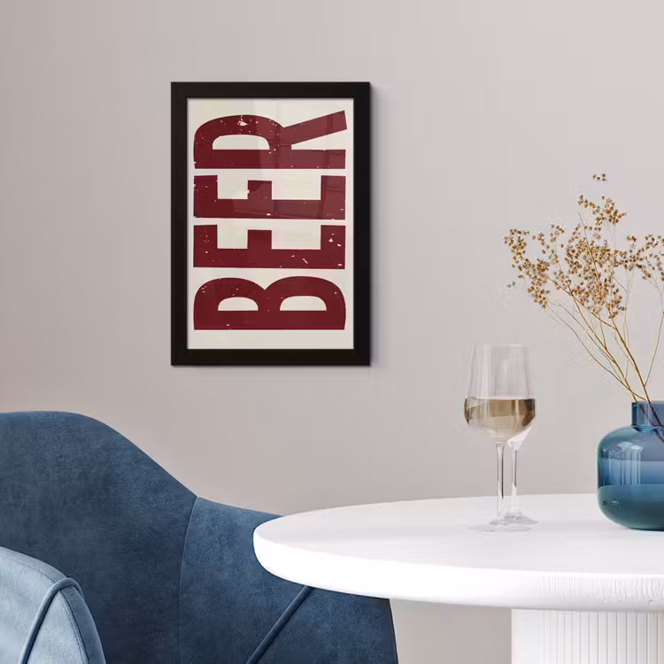 Poster met lijst - Japandi - Beer - Red - Retro — 2