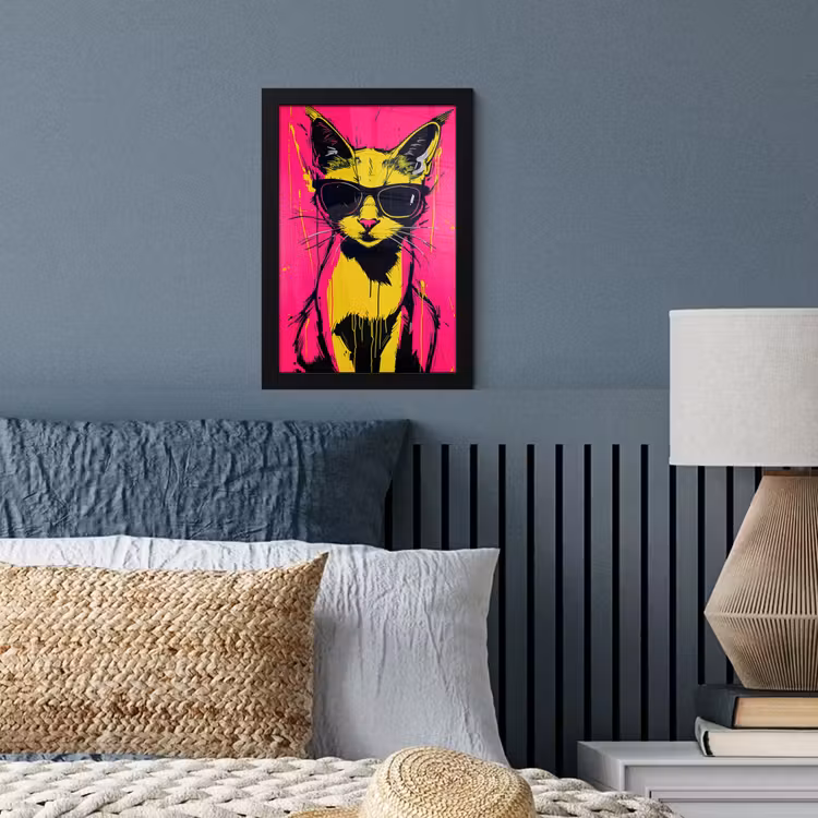 Poster met lijst - Kat - Art - Zonnebril - Roze — 4