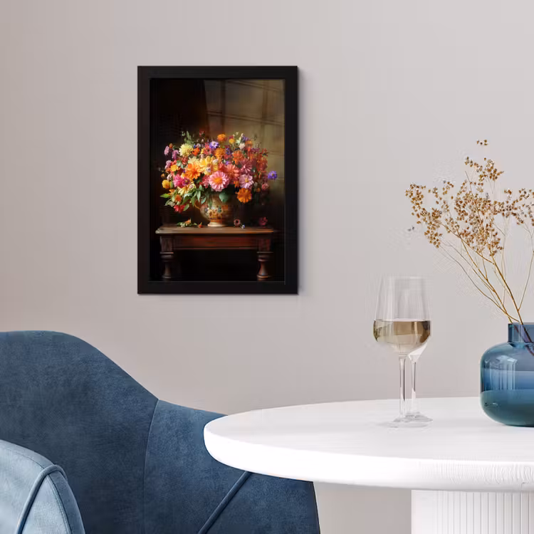 Poster met lijst - Kleuren - Boeket - Vaas - Hout — 2