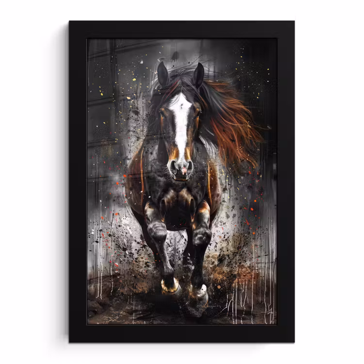 Poster met lijst - Paard - Dieren - Zwart - Luxe - Modern — 1