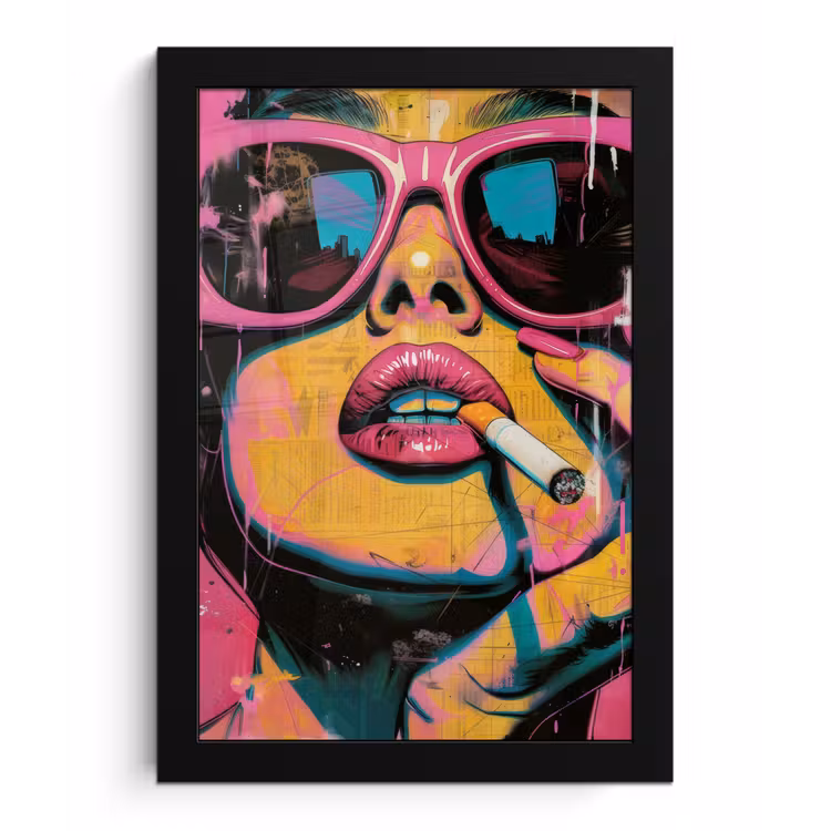 Poster met lijst - Portret - Vrouw - Abstract - Zonnebril — 1