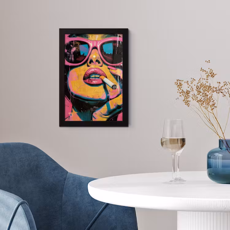 Poster met lijst - Portret - Vrouw - Abstract - Zonnebril — 2
