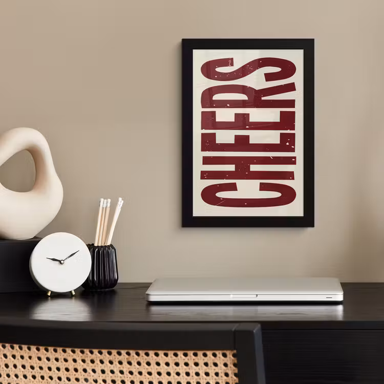 Poster met lijst - Red - Cheers - Decoratie - Beige — 3