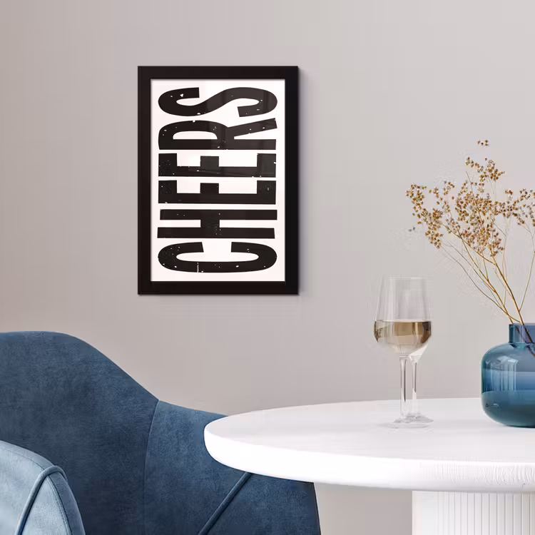 Poster met lijst - Retro - Cheers - Zwart - Decoratie — 2