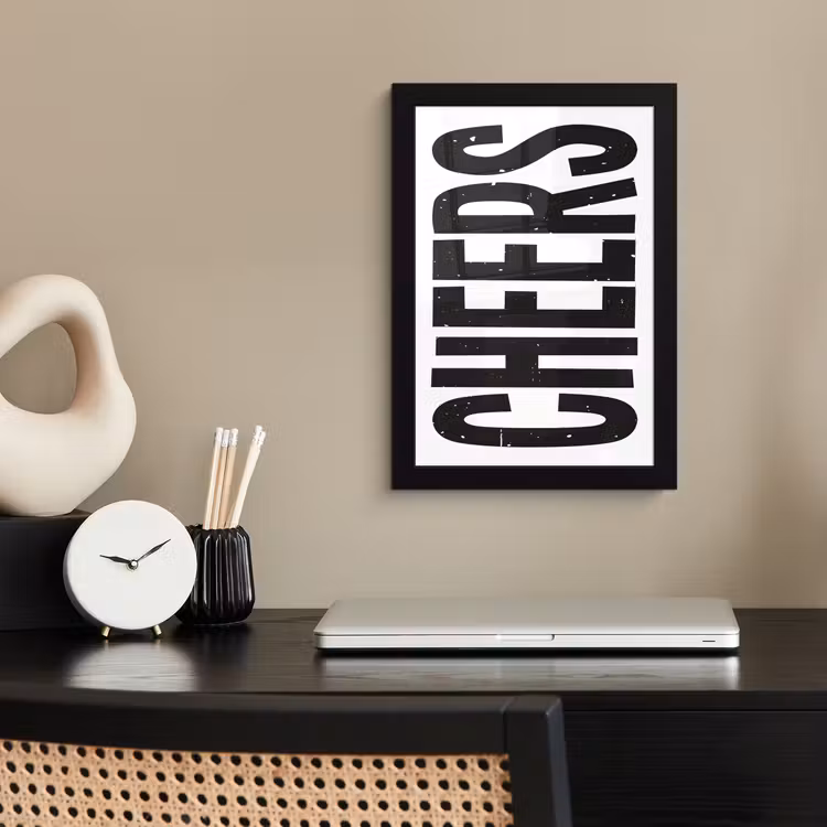 Poster met lijst - Retro - Cheers - Zwart - Decoratie — 3