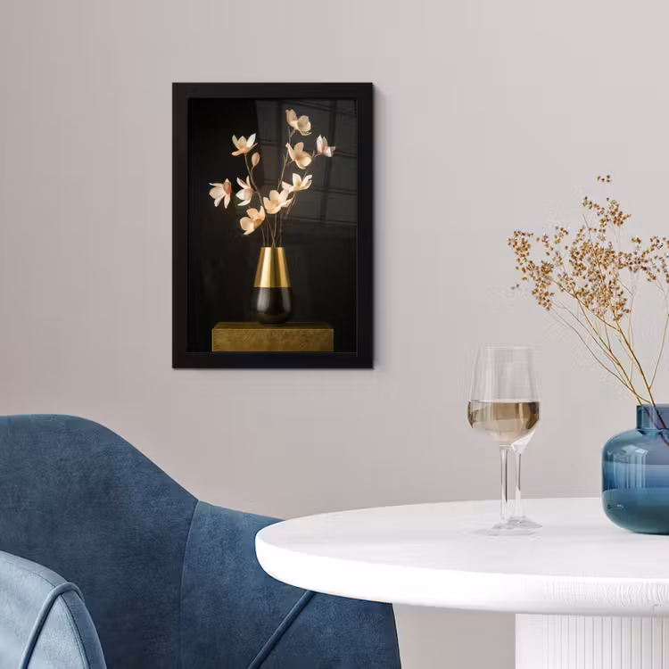 Poster met lijst - Sierlijk - Boeket - Goud - Vaas — 2