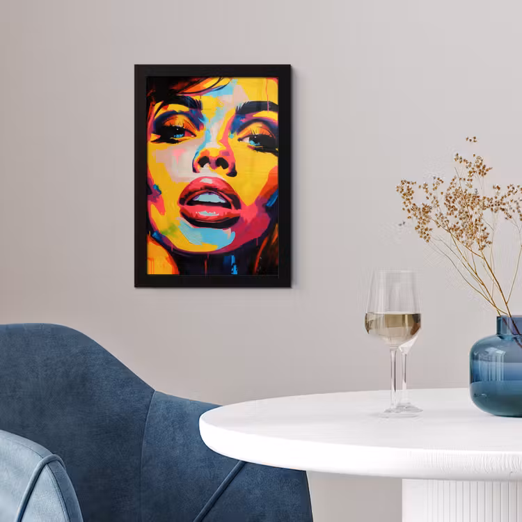 Poster met lijst - Vrouw - Gezicht - Kleurrijk — 2