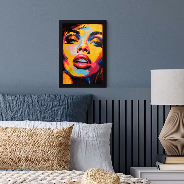 Poster met lijst - Vrouw - Gezicht - Kleurrijk — 4