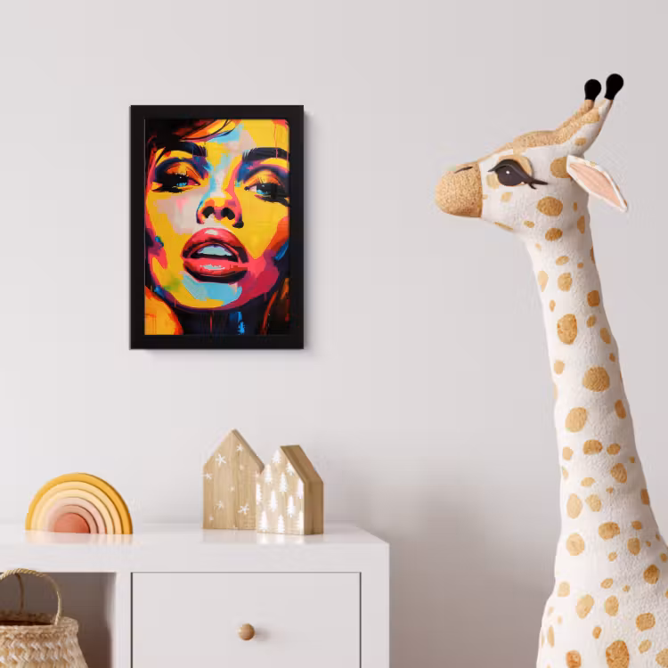 Poster met lijst - Vrouw - Gezicht - Kleurrijk — 5