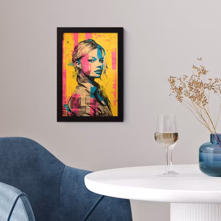 Poster met lijst - Vrouw - Verfstrepen - Gekleurd — 2