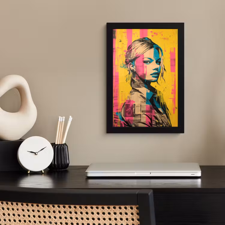 Poster met lijst - Vrouw - Verfstrepen - Gekleurd — 3