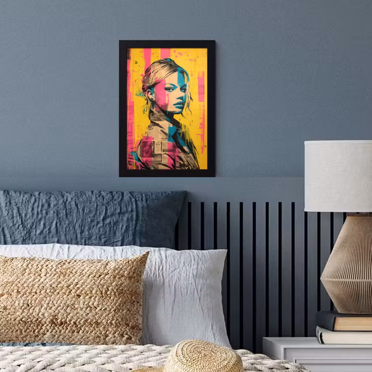 Poster met lijst - Vrouw - Verfstrepen - Gekleurd — 4