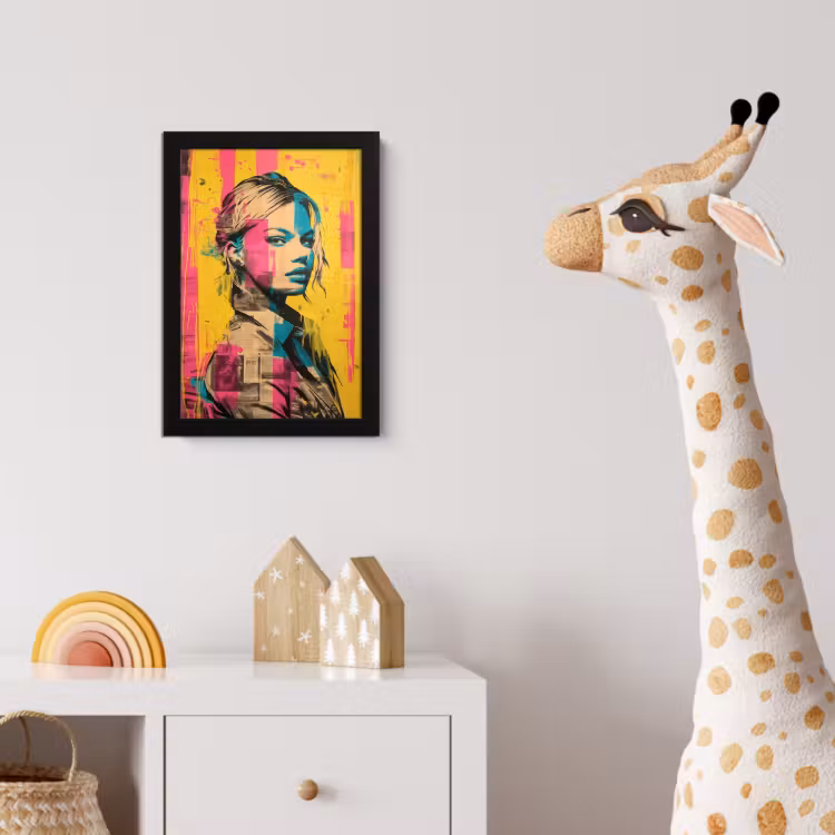 Poster met lijst - Vrouw - Verfstrepen - Gekleurd — 5