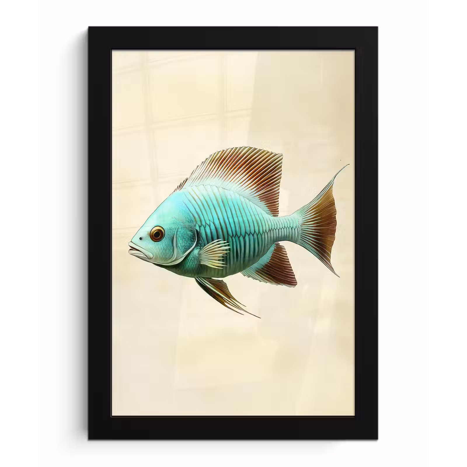 Poster met lijst - Schubben - Vis - Mint - Minimalistisch — 1
