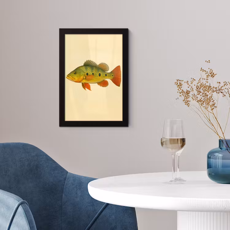Poster met lijst - Schubben - Vis - Groen - Illustratie — 2
