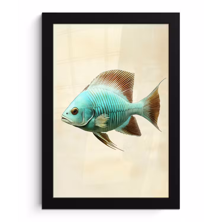 Poster met lijst - Schubben - Vis - Mint - Minimalistisch — 1