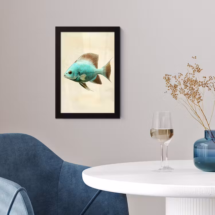 Poster met lijst - Schubben - Vis - Mint - Minimalistisch — 2