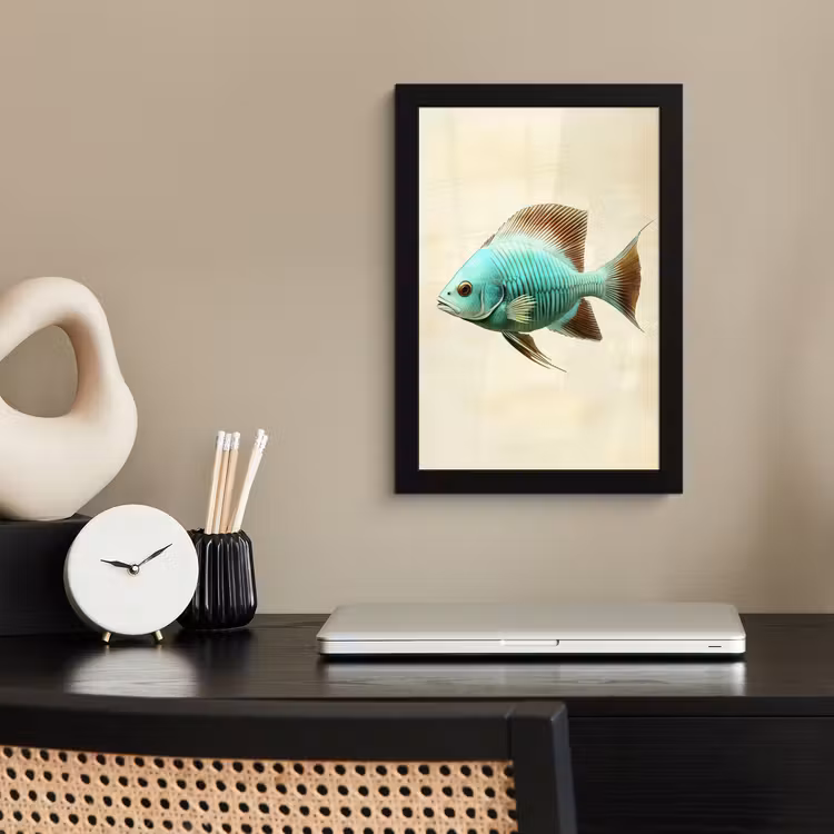 Poster met lijst - Schubben - Vis - Mint - Minimalistisch — 3