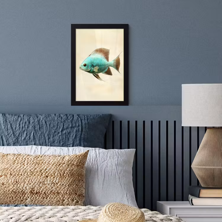 Poster met lijst - Schubben - Vis - Mint - Minimalistisch — 4