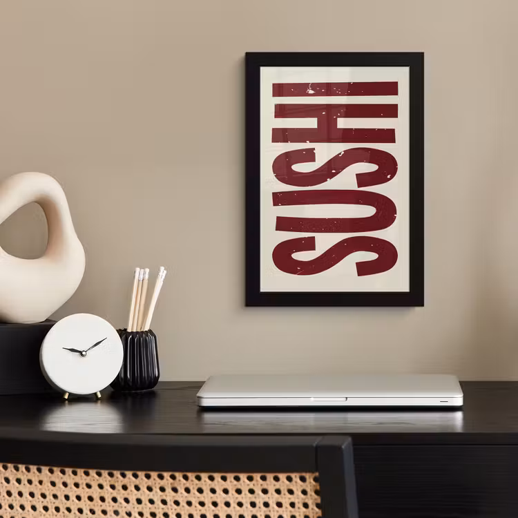 Poster met lijst - Sushi - Rood - Japandi - Decoratie — 3
