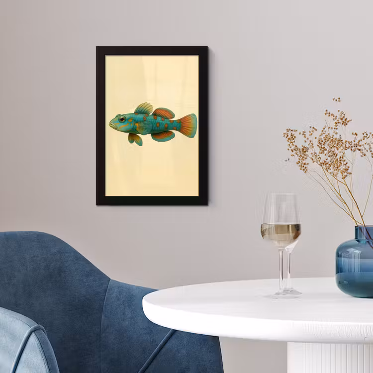 Poster met lijst - Vis - Blauw - Stippen - Schubben — 2