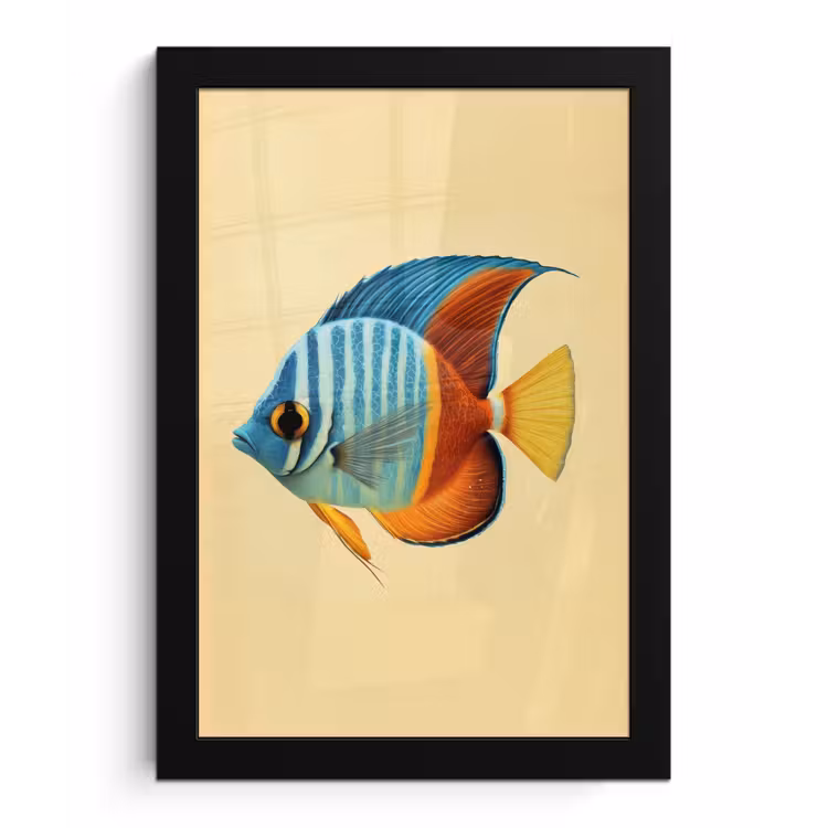 Poster met lijst - Vis - Vinnen - Blauw - Ogen — 1