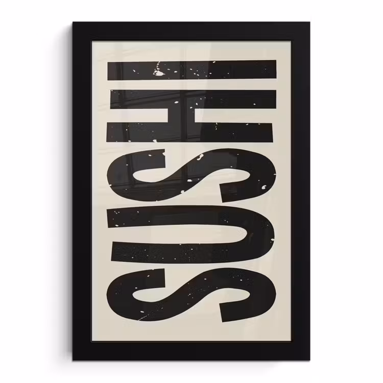 Poster met lijst - Zwart - Sushi - Japandi - Vintage — 1