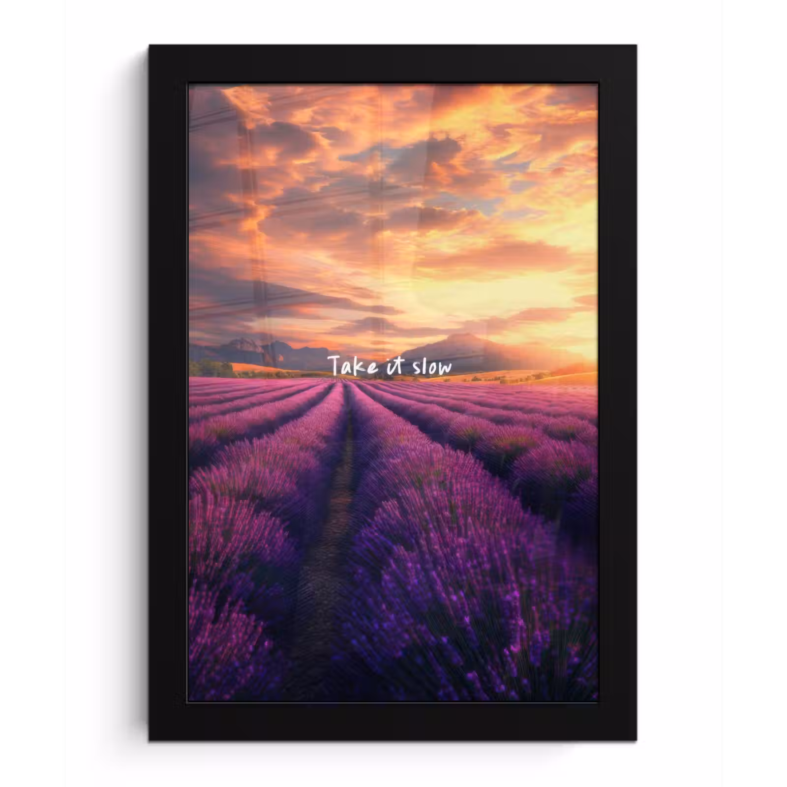 Poster met lijst - Lavendelveld - Quote - Zonsondergang — 1