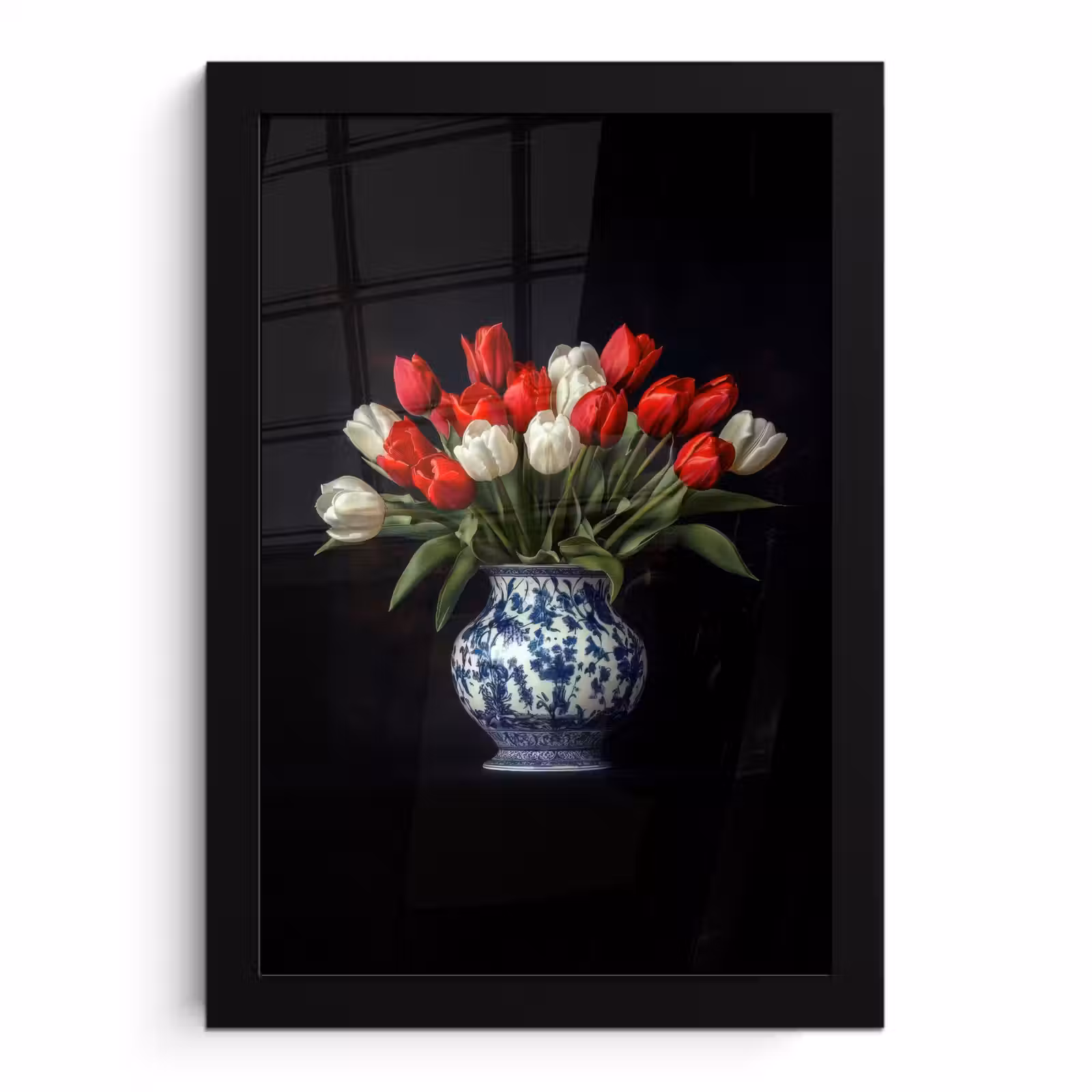 Poster met lijst - Rode - Bloemen - Tulpen - Vaas — 1