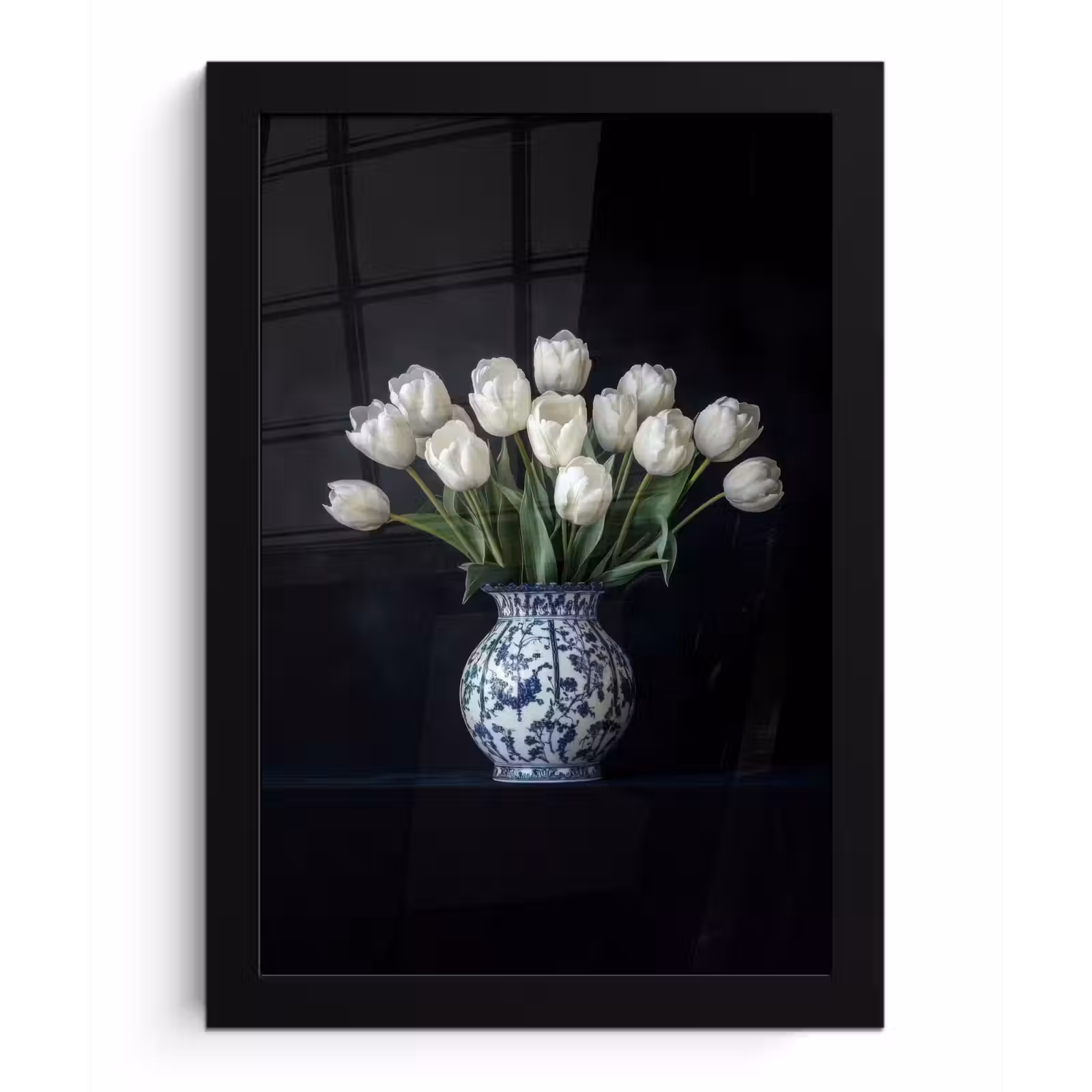 Poster met lijst - Wit - Bloemen - Tulpen - Vaas — 1