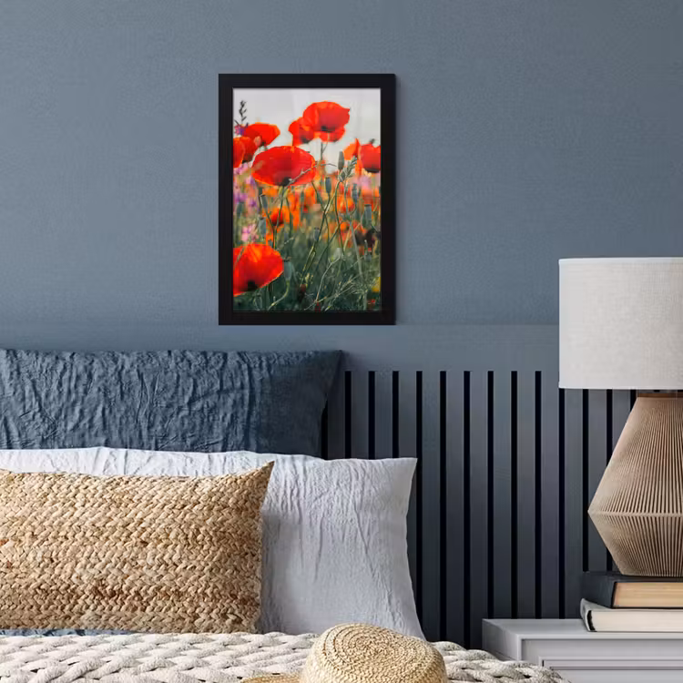 Poster met lijst - Klaproos - Bloemen - Rood - Paars - Weide — 4