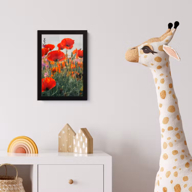 Poster met lijst - Klaproos - Bloemen - Rood - Paars - Weide — 5