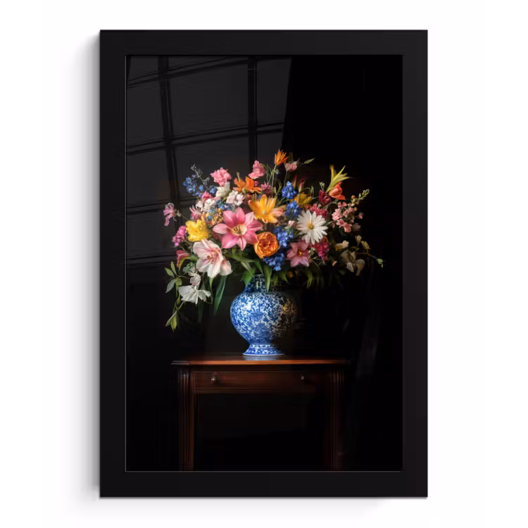 Poster met lijst - Kleur - Vaas - Bloemen - Boeket — 1