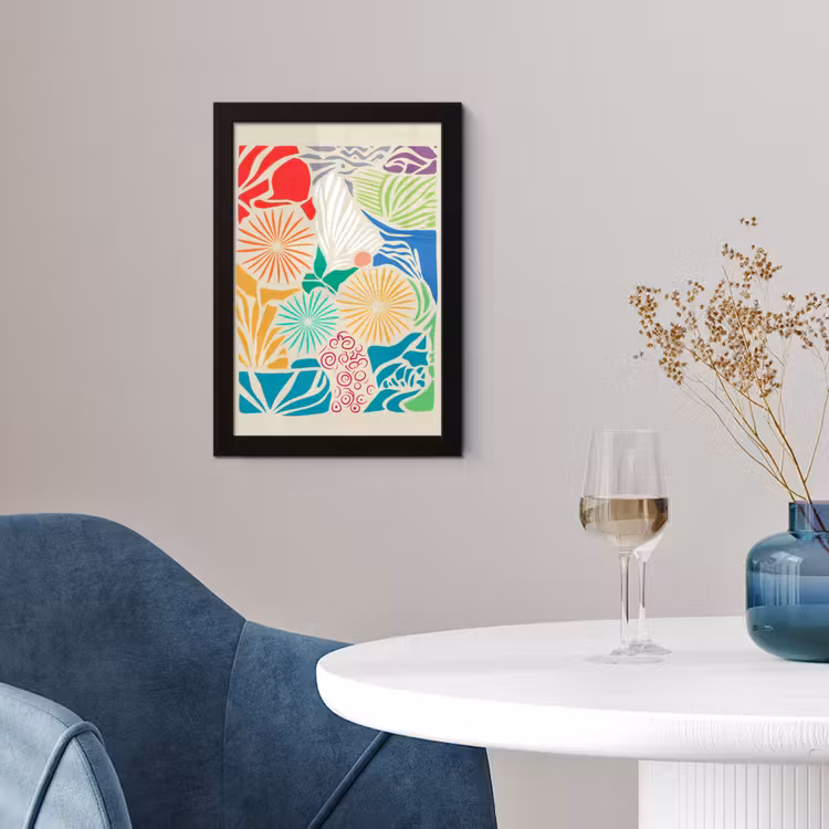 Poster met lijst - Kleurrijk - Abstract - Bloemen - Patronen — 2