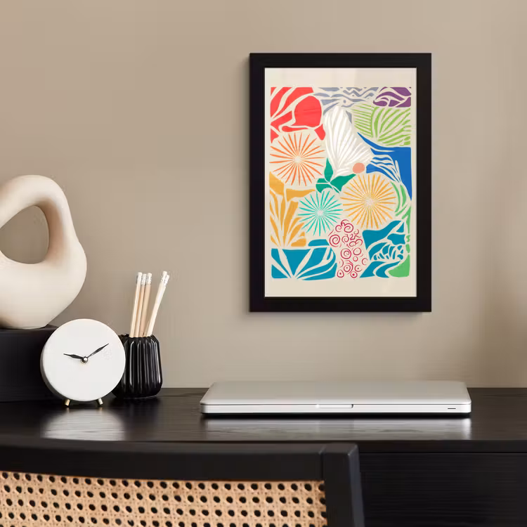 Poster met lijst - Kleurrijk - Abstract - Bloemen - Patronen — 3