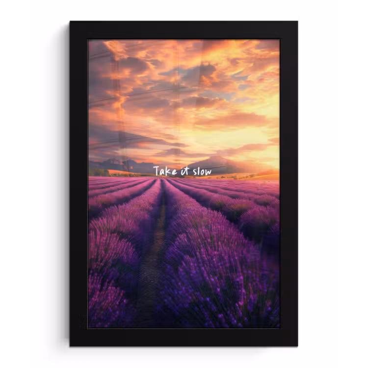 Poster met lijst - Lavendelveld - Quote - Zonsondergang — 1